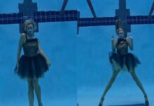 Kristina Makushenko recrea baile de Merlina bajo el agua