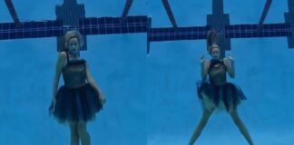 Kristina Makushenko recrea baile de Merlina bajo el agua