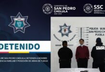 Detienen a sujeto por posesión de pistola y violencia familar en Cholula