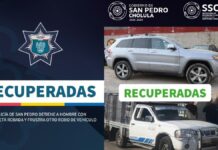 Camionetas son recuperadas por la SSC San Pedro Cholula SSC