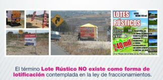 ¡Ojo! Venta de “Lotes Rústicos” es ilegal, advierten Lotes