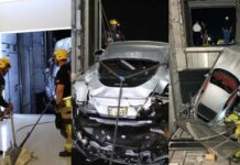 ¡Nuevecito! Cae Ferrari desde un elevador para autos en Florida