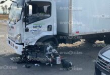 Motociclista choca contra camión de carga en Cuautlancingo Motociclista