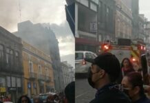 Se incendia taquería Las Ranas en Centro Histórico de Puebla