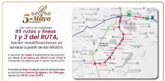 ¡Atención! Cambiarán recorridos de rutas por desfile del 5 de Mayo rutas