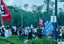 “Nazis” protestan frente a Disney para apoyar a Rod DeSantis Disney-Nazis