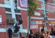 India: Estudiantes escapan de incendio con cuerdas