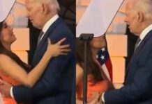 Acusan a Biden de abrazar indebidamente a Eva Longoria