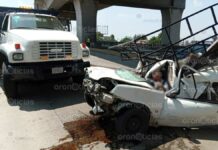 Accidente deja persona prensada en la autopista México-Puebla persona