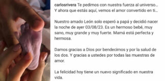 Nace León, el primer hijo de Carlos Rivera y Cynthia Rodríguez León