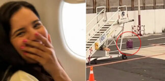 ¿Y ahora? Pasajera ve su maleta en la pista mientras su vuelo despega Maleta