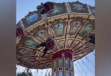 Joven cae de “sillas voladoras” en parque de diversiones en Brasil Joven cae de juego mecánico en Brasil.