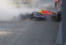 Checo Pérez sufre choque en segunda práctica del GP de Italia