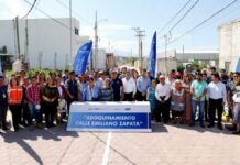 Inaugura Mundo Tlatehui adoquinamiento de calle Emiliano Zapata