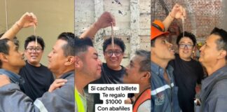 Albañiles se besan por mil pesos; se vuelven virales Albañiles.