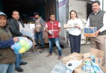 Abandera Gaby Bonilla salida de convoy con víveres a Guerrero Guerrero