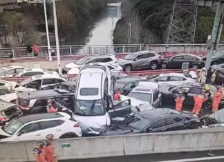 China: Chocan más de 100 autos en autopista; hay 9 heridos