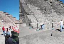 Turista sube a pirámide de Teotihuacán para tomarse foto y se va sin multa