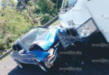 Choque frontal entre combi y auto lesiona a diez personas en la federal México-Tuxpan Choque