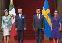 AMLO recibe a reyes de Suecia en Palacio Nacional