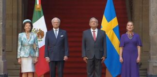 AMLO recibe a reyes de Suecia en Palacio Nacional