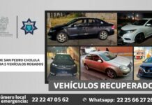 Policía de San Pedro Cholula recupera 5 vehículos con reporte de robo Cholula