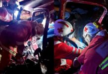 Hombre queda atrapado tras volcar en la libre a México-Puebla