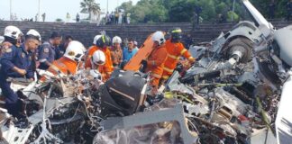 Choque de dos helicópteros en Malasia deja 10 muertos