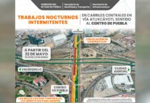 ¡Atención! Iniciarán trabajos nocturnos en carriles centrales de Vía Atlixcáyotl Atlixcáyotl