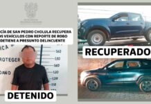 San Pedro Cholula recupera dos unidades robadas y detiene a presunto delincuente Cholula