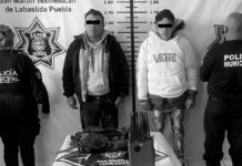 Policía de Texmelucan captura a dos hombres por portar arma de fuego Policía