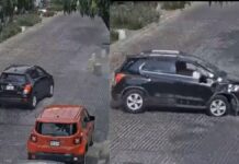 Por revisar el celular, choca contra guarda peatón en Avenida Juárez