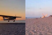 Avioneta aterriza de emergencia en playa de EU