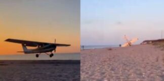 Avioneta aterriza de emergencia en playa de EU