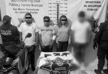 Aseguran a cuatro sujetos con armas de fuego en Texmelucan