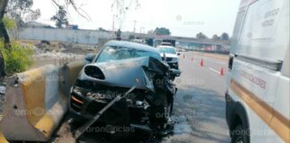 Choque contra muro de contención en la México-Puebla deja dos lesionados Muro