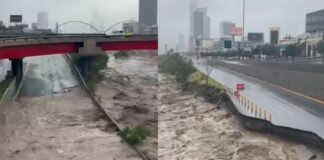 Se desborda río Santa Catarina en Monterrey