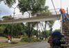 Ayuntamiento de Puebla inicia retiro de puente en Bulevar 5 de Mayo