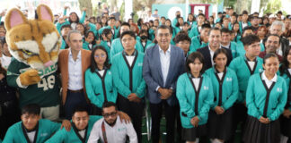 Sergio Salomón inaugura techado de plaza cívica en COBAEP plantel 21
