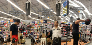 Joven realiza rutina de pesas en supermercado y se hace viral Joven