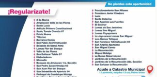 Ayuntamiento de Puebla invita a pagar predial con descuentos en 44 colonias