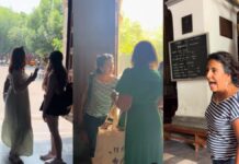 Mujer confronta a turistas por usar short en iglesia
