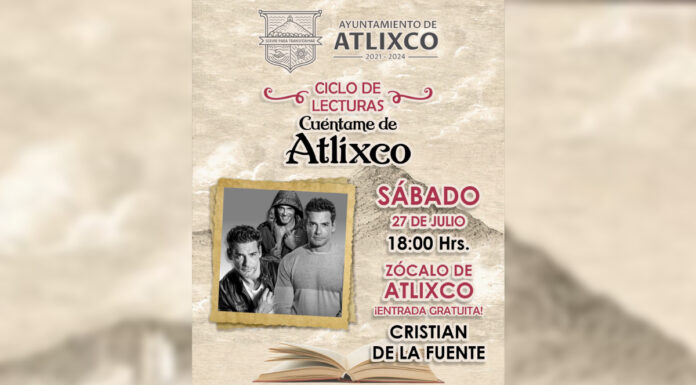 Cristian de la Fuente narrará ciclo de lecturas “Cuéntame de Atlixco”