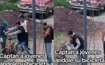 Captan a jóvenes quitándole su bicicleta a un abuelito en Veracruz
