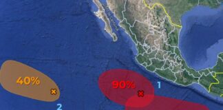Sube a 90% desarrollo ciclónico frente a costas de México