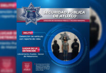 Policía de Atlixco recupera vehículo robado gracias a cámara lectora de placas