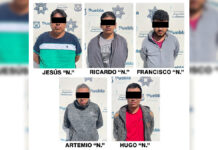 Policía de Puebla detiene a cinco hombres por portación ilegal de arma de fuego