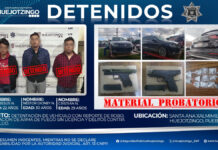 Policía detiene a tres sujetos que asaltaron gasolinera en Huejotzingo