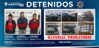 Policía detiene a tres sujetos que asaltaron gasolinera en Huejotzingo