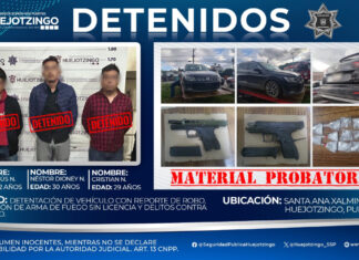 Policía detiene a tres sujetos que asaltaron gasolinera en Huejotzingo